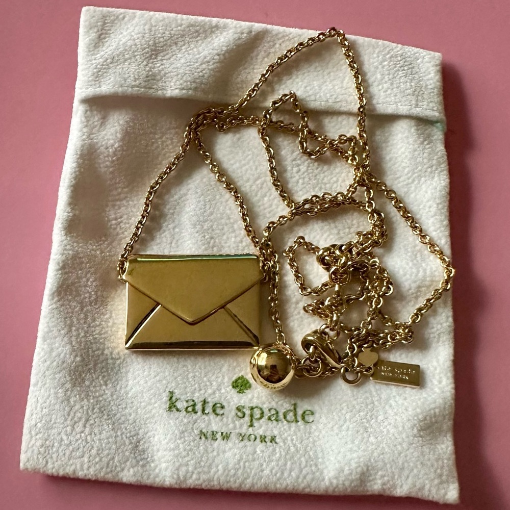 Kate Spade RARE New York Gold Love Letter Locket Envelope Statement Necklace